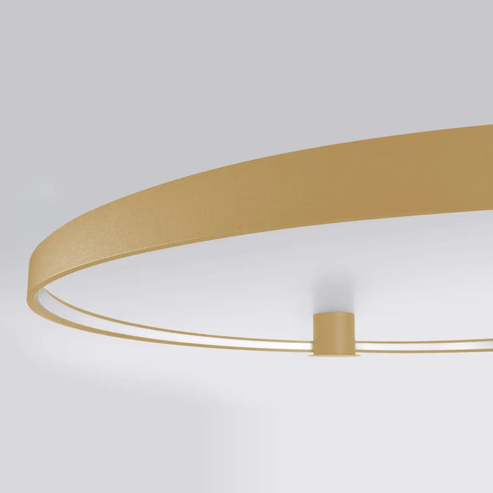Plafonnier rio doré avec modules led à efficacité lumineuse élevée et design minimaliste à deux anneaux fins