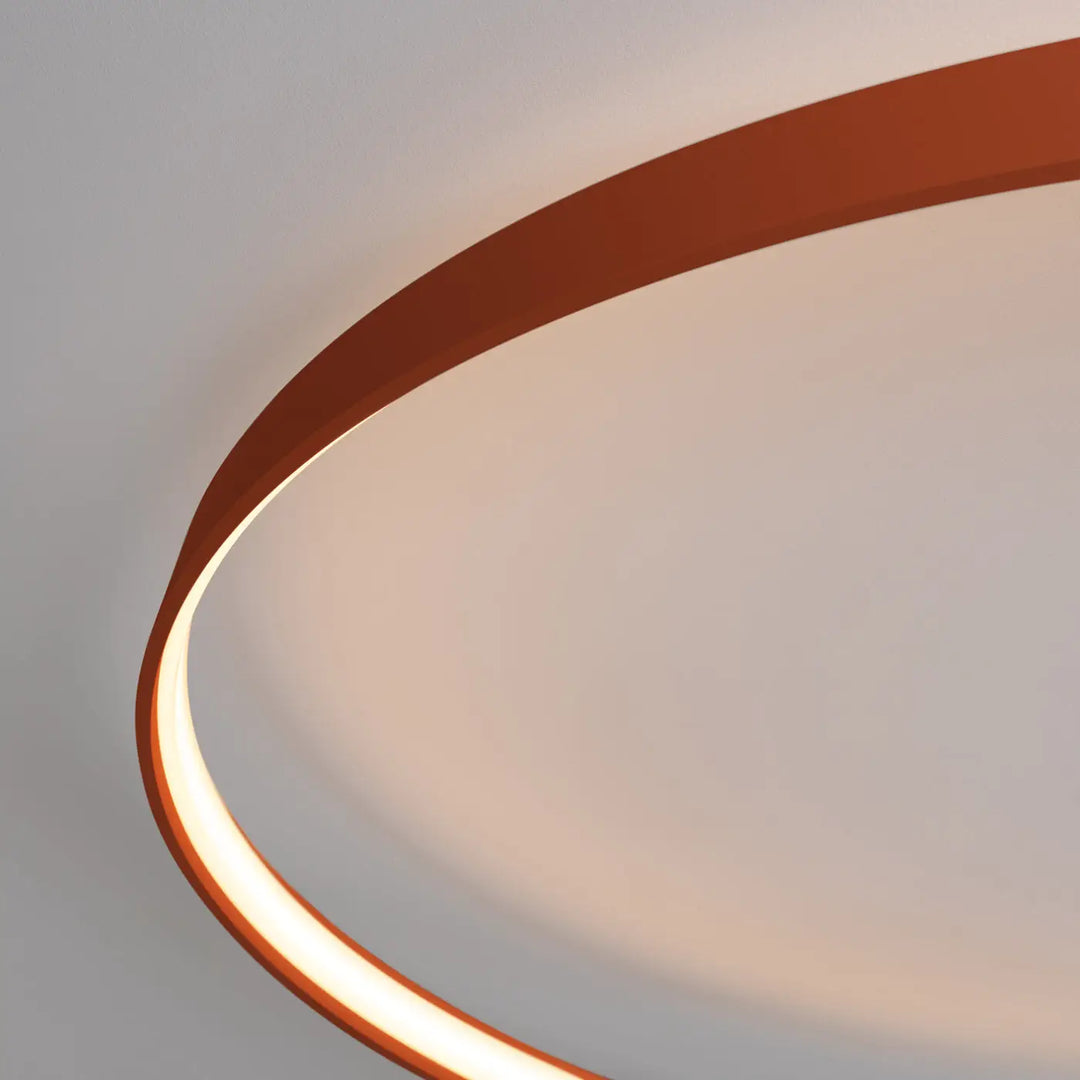 Luminaire plafonnier rio 78 3000k rouge ocre avec design moderne et cadre circulaire ambré pour ambiance douce