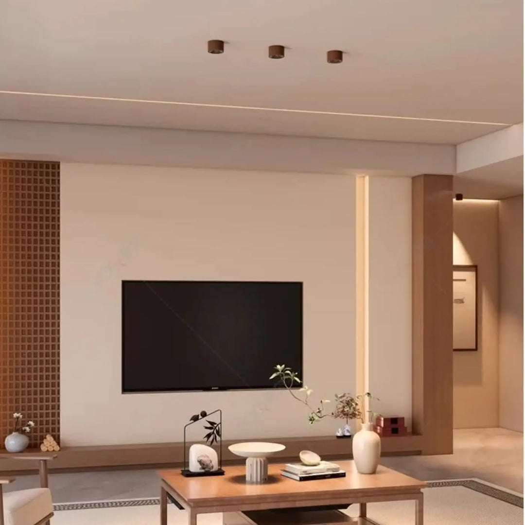 Luminaire plafonnier led avec finition aluminium marron chic