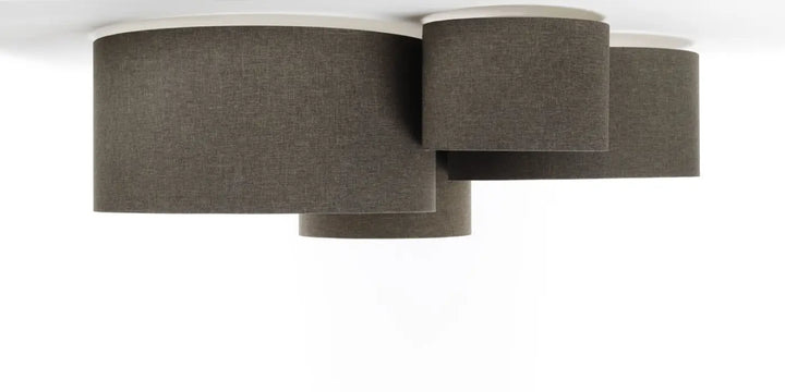 Luminaire plafonnier boho élégant avec quatre flammes en tissu gris charbon texturé naturel pour plafond