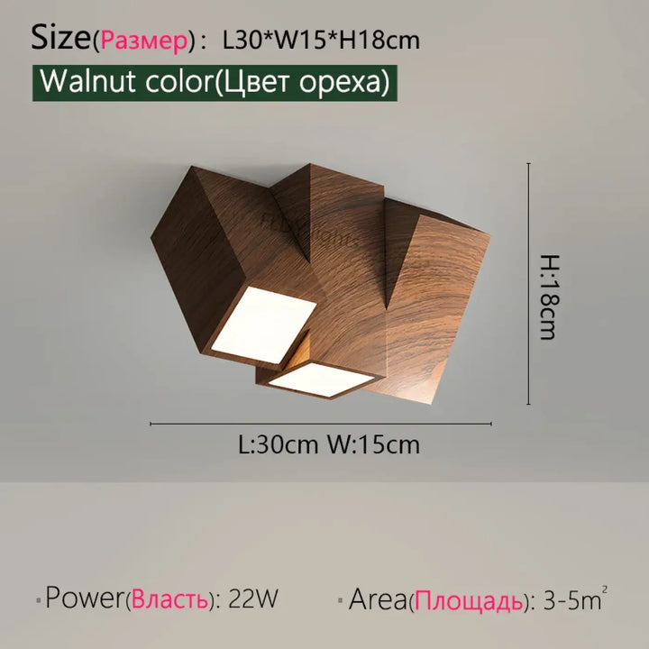 Luminaire plafonnier minimaliste en bois orientable naturel