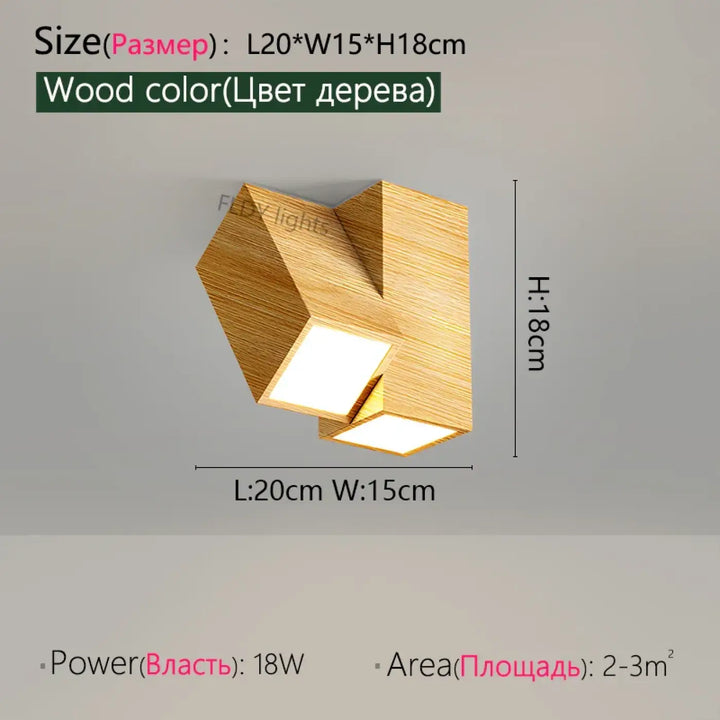 Luminaire plafonnier minimaliste en bois orientable naturel
