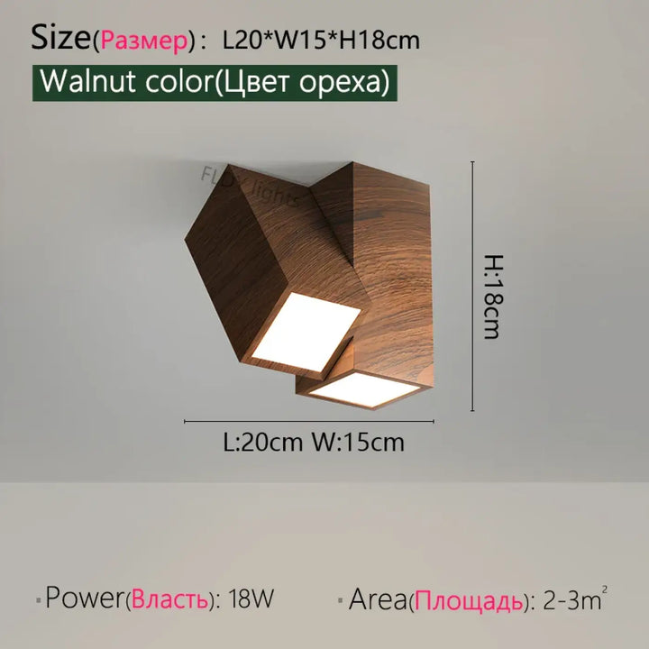 Luminaire plafonnier minimaliste en bois orientable naturel
