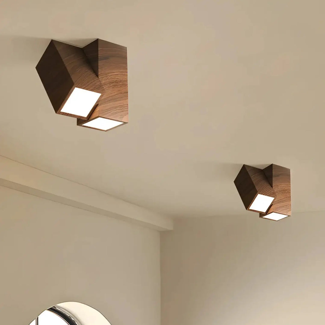 Luminaire plafonnier minimaliste en bois orientable naturel