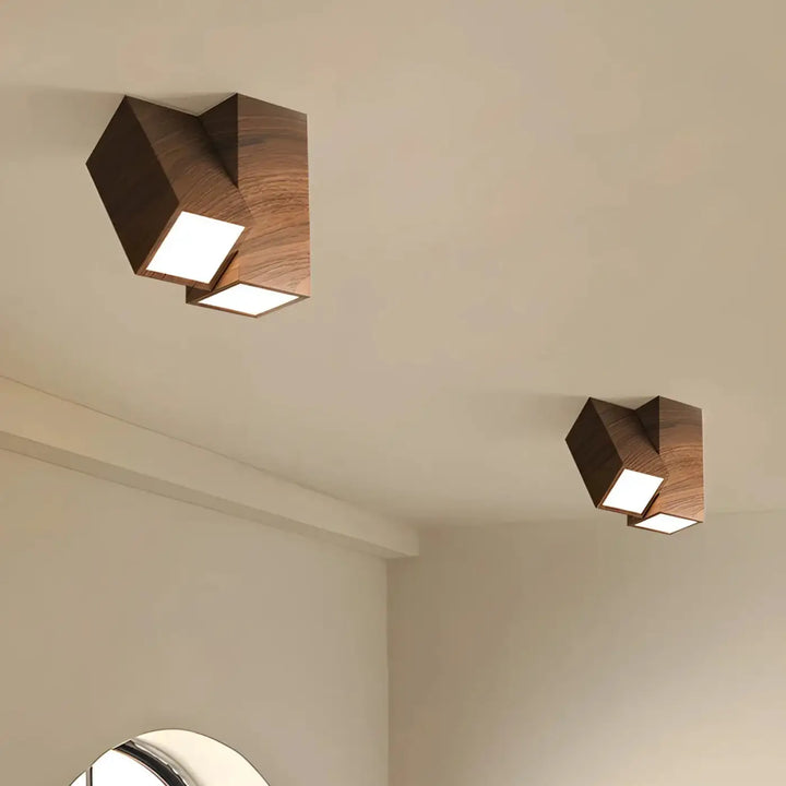 Luminaire plafonnier minimaliste en bois orientable naturel