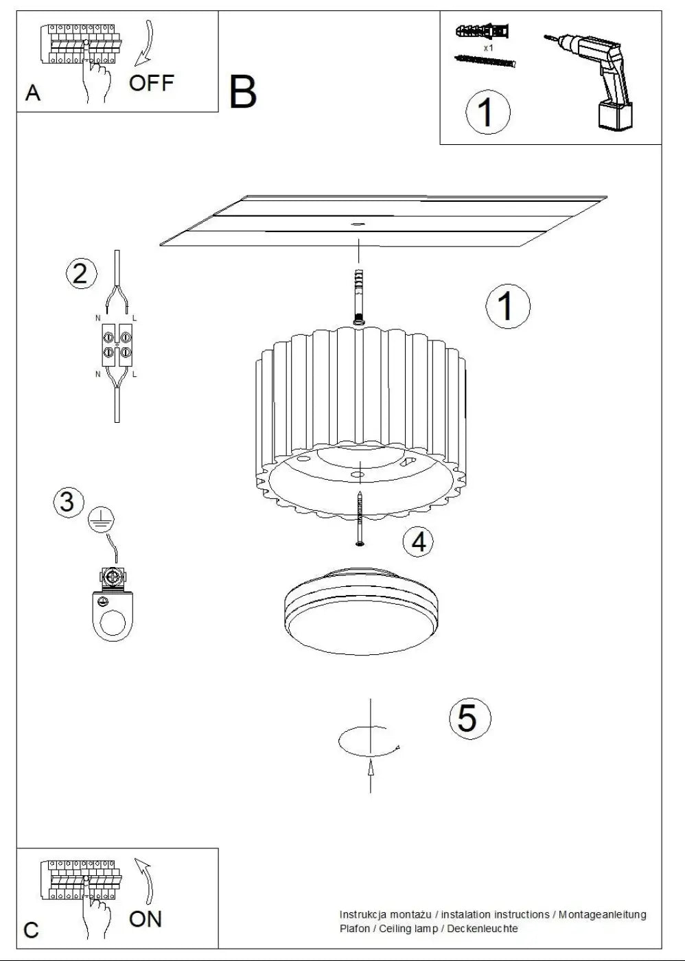 Luminaire plafonnier aura 1 moka avec forme unique inspirée, abat-jour cylindrique nervuré et base circulaire suspendue au plafond