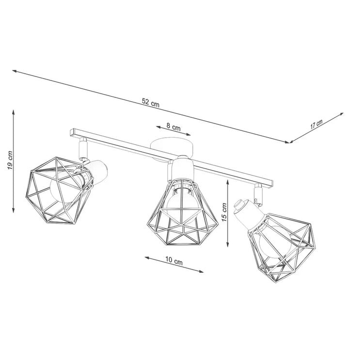 Luminaire plafonnier série artemis noir avec trois spots ajustables en cage géométrique créant une atmosphère intime