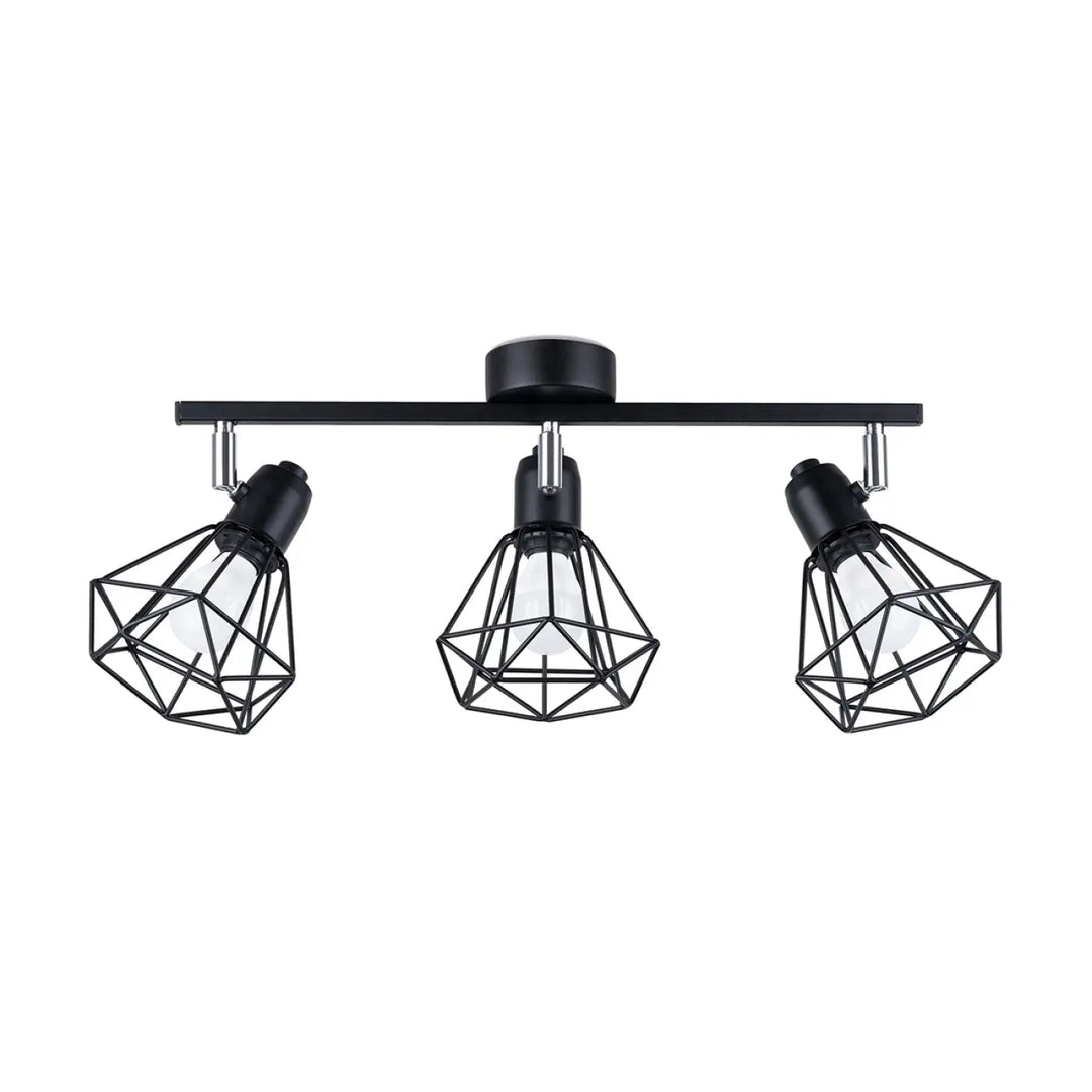 Luminaire plafonnier série artemis noir avec trois spots ajustables créant une atmosphère intime