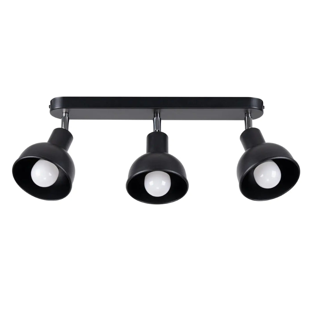 Luminaire plafonnier elba 3 noir avec trois spots réglables finition noir mat alliant minimalisme combiné et éléments subtils