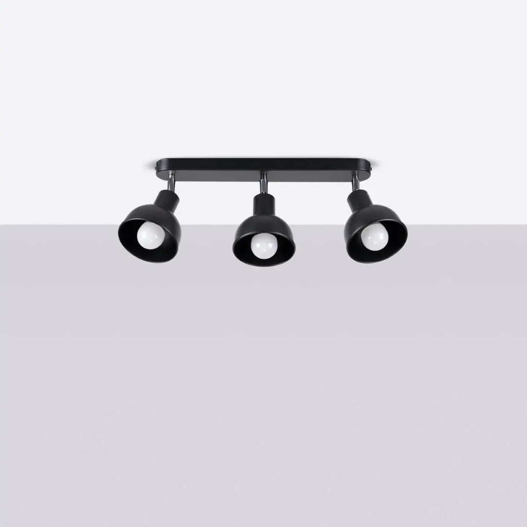 Luminaire plafonnier elba 3 noir avec trois spots ajustables en finition mate pour un minimalisme combiné subtil