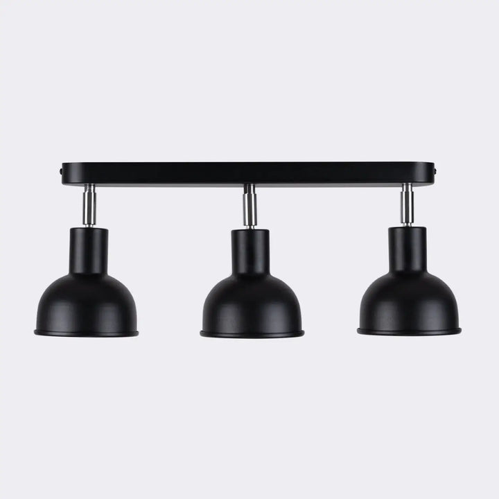 Luminaire plafonnier elba 3 noir en métal mat industriel avec trois lampes et éléments subtils minimalisme combiné