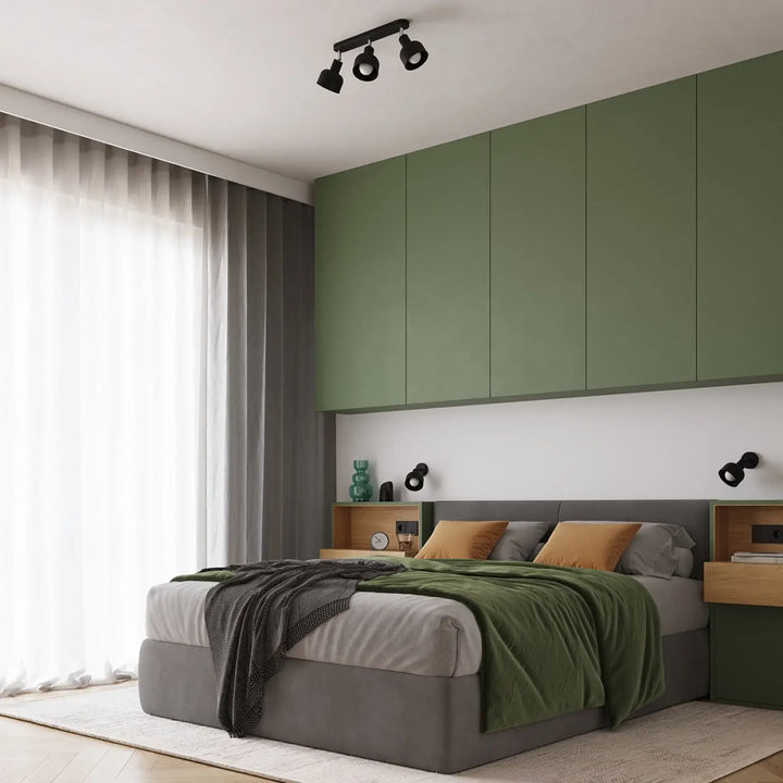 Luminaire plafonnier elba 3 noir avec design minimaliste combiné à des éléments subtils et finition mate vert moderne