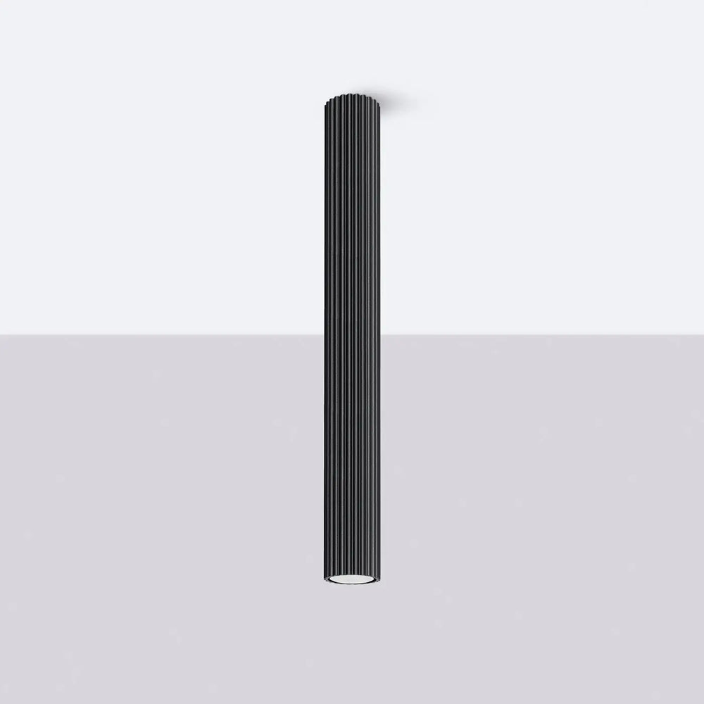 Luminaire plafonnier karbon 60 noir avec design minimaliste et ampoules gu10 interchangeables en matériau ribbé