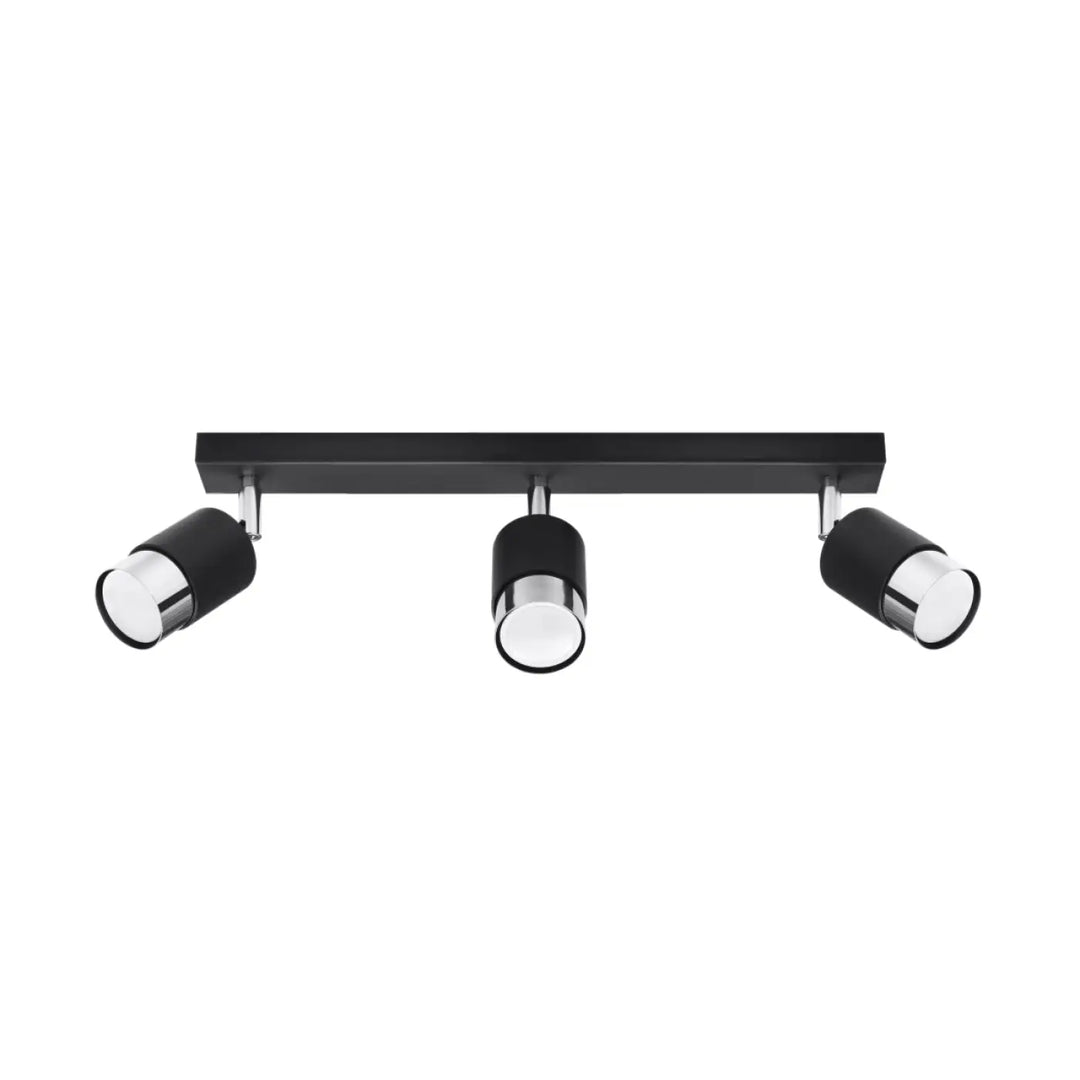 Luminaire plafonnier noir chrome avec trois spots réglables finition mate pour plafonnier applique moderne plafond nero