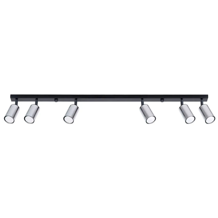 Plafonnier winx noir avec six spots orientables finition chrome design winx allie pour éclairage intérieur