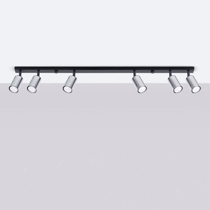Plafonnier winx noir avec six spots réglables finition chrome design lampe winx allie moderne et fonctionnel
