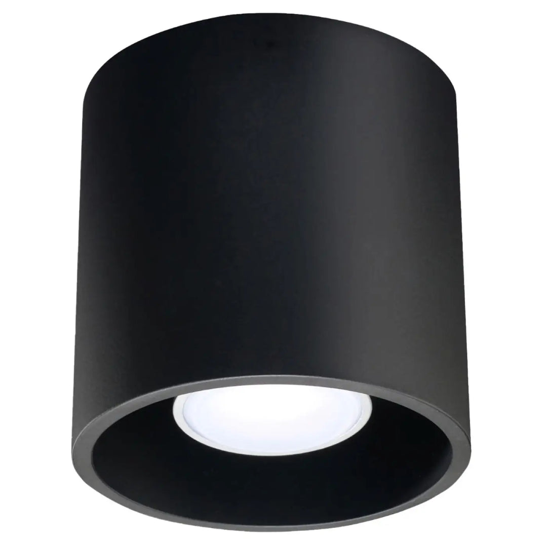 Plafonnier orbis 1 noir cylindrique en bois naturel avec finition mate et ampoule led encastrée