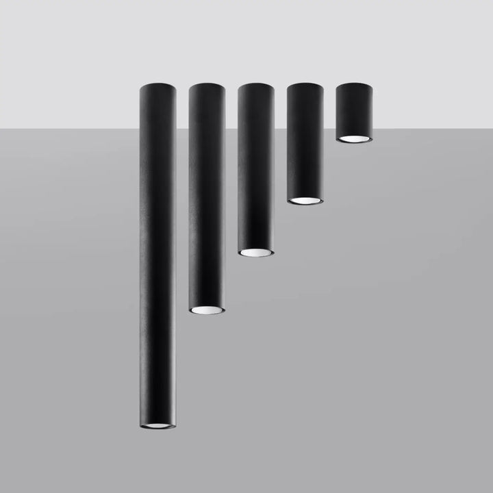 Set de cinq plafonniers lagos noir cylindriques à led encastrées pour une élégance moderne et lumière fonctionnelle