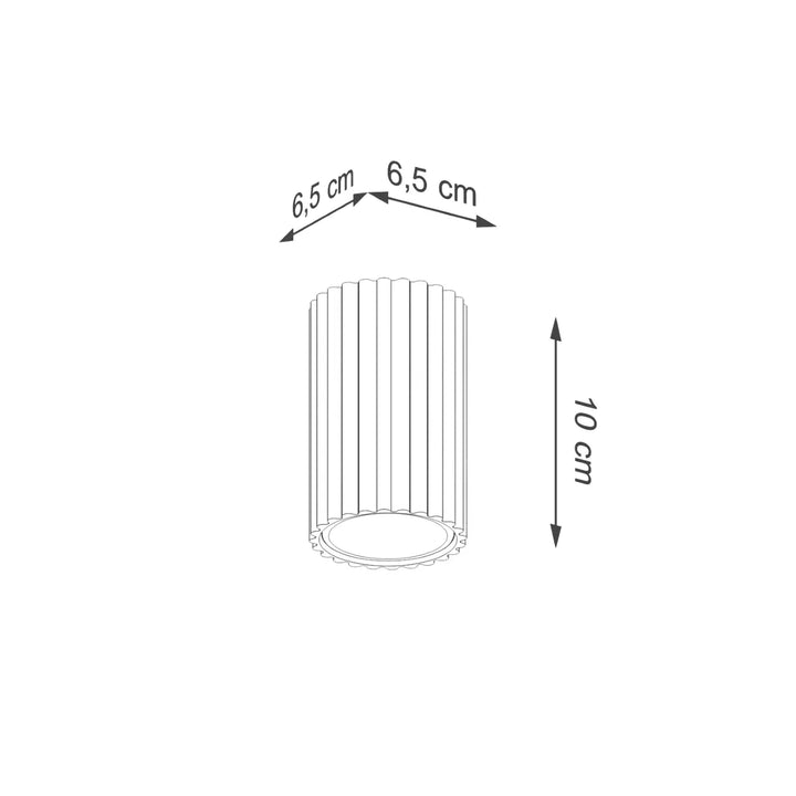 Plafonnier karbon allie design minimaliste avec abat-jour cylindrique noir à rainures verticales et base cannelée