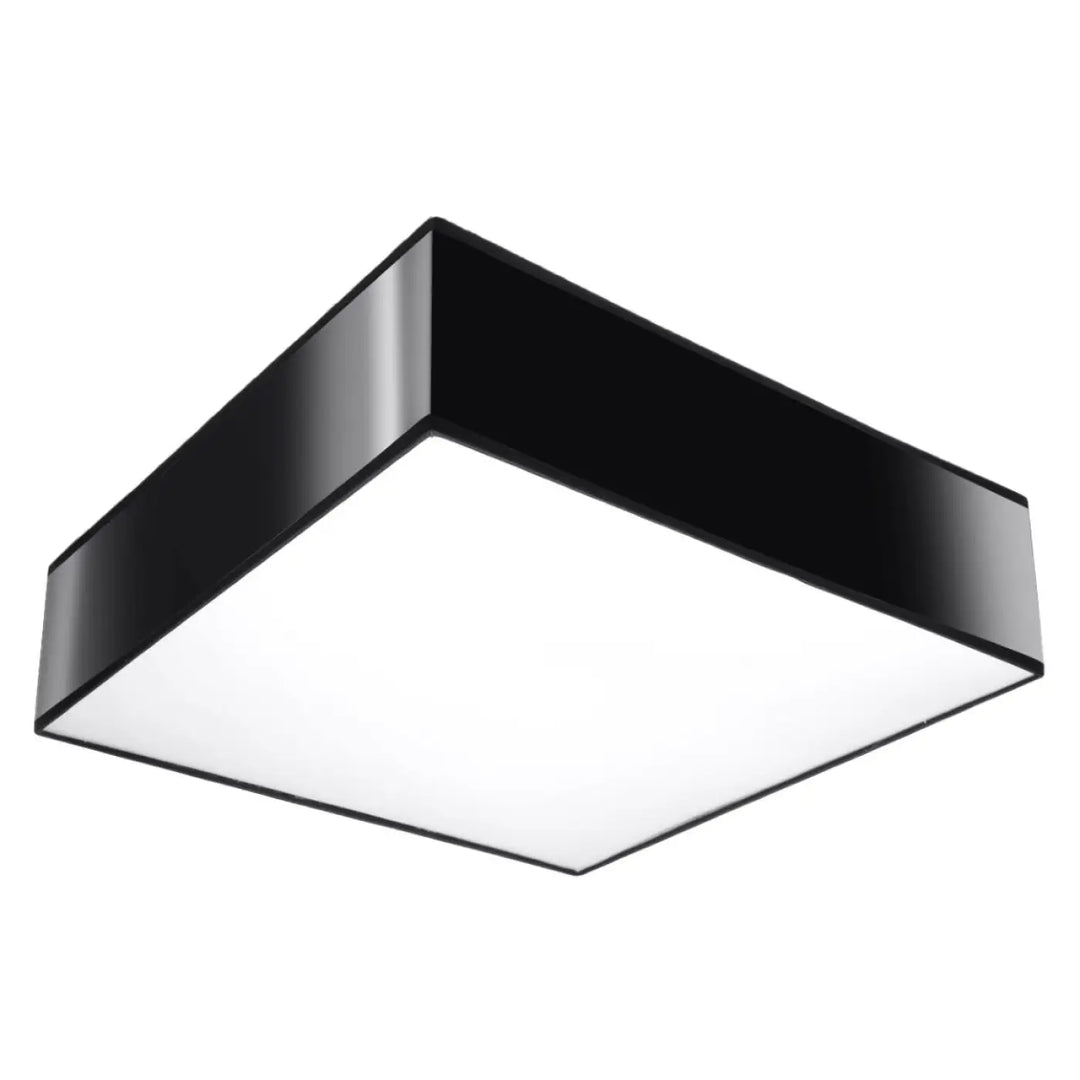 Luminaire plafonnier horus 35 noir avec éclairage polyvalent et forme riche d un plafonnier carré moderne
