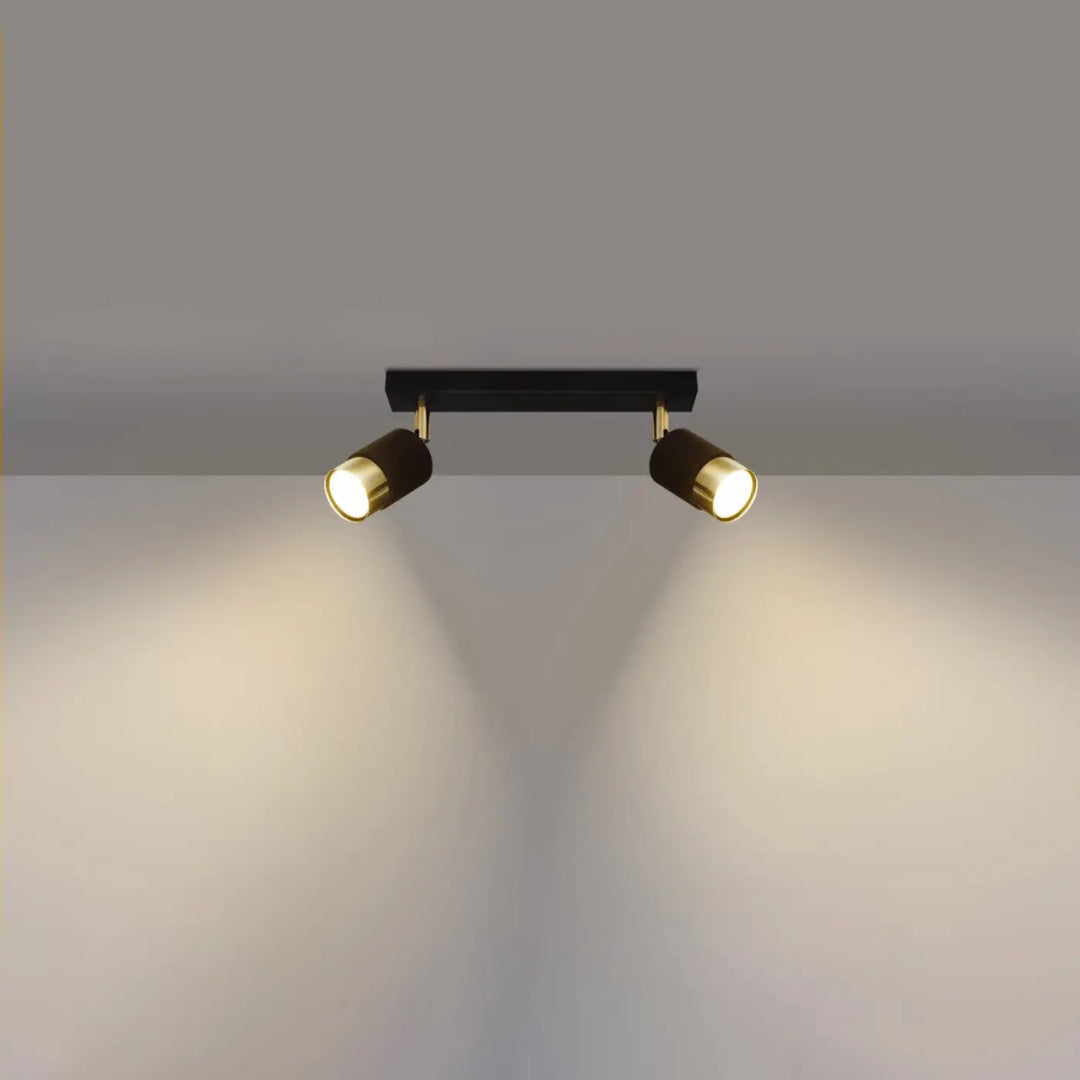Plafonnier applique moderne nero 2 noir doré avec têtes réglables pour totale liberté d’éclairage
