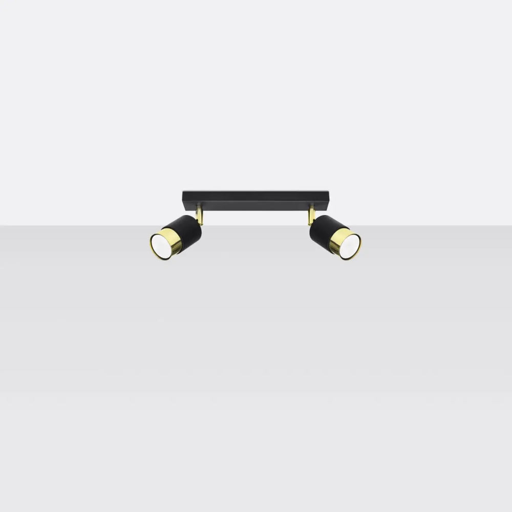 Luminaire plafonnier nero 2 noir doré avec double spot moderne design élégant collection nero totale liberté