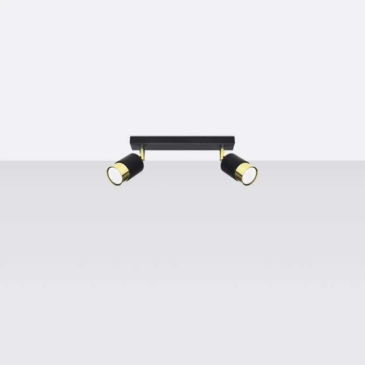 Luminaire plafonnier nero 2 noir doré avec double spot moderne design élégant collection nero totale liberté