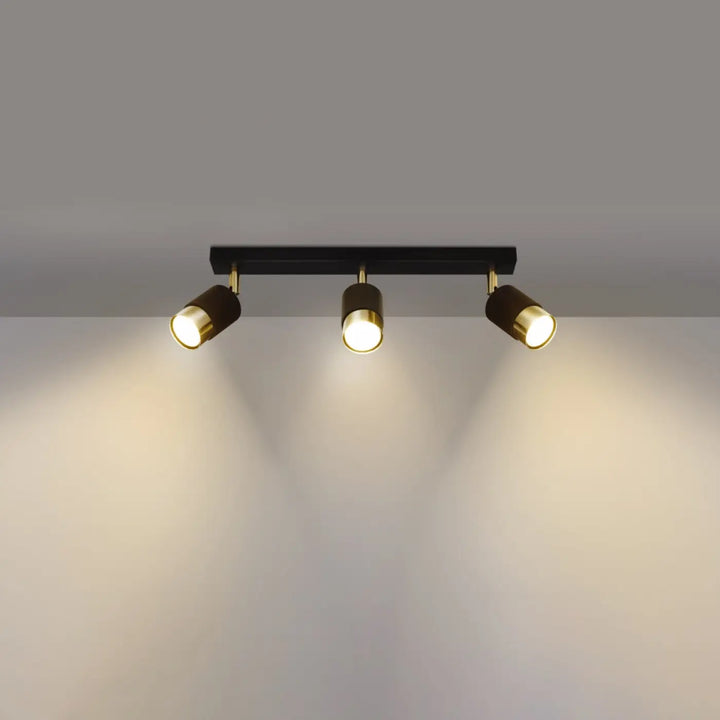 Luminaire plafonnier nero 3 noir doré trois spots réglables plafonnier applique moderne collection nero totale liberté