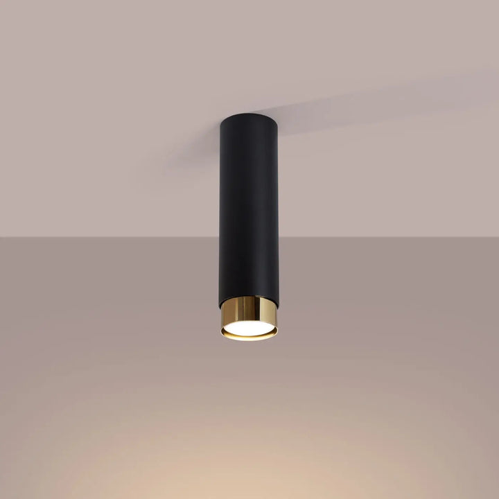 Luminaire plafonnier nero 22,5 noir doré cylindrique avec anneau doré allie élégance et design moderne pour plafond nero