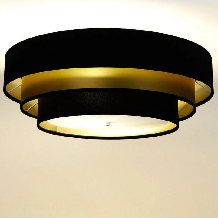 Luminaire plafonnier noir et doré triniti elegant avec design circulaire moderne et structure en couches