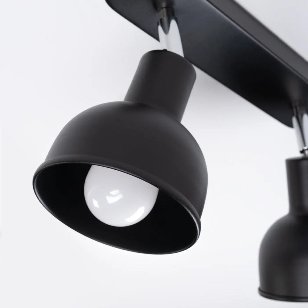 Luminaire plafonnier elba 2 noir avec lampe elba minimalisme combiné et éléments subtils en finition mate industrielle