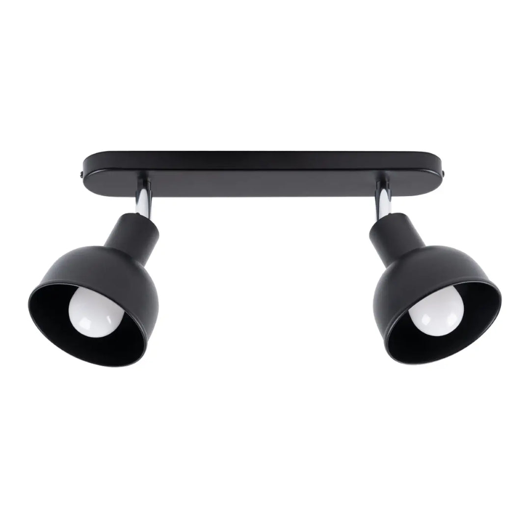 Luminaire plafonnier elba 2 noir avec finition mate noire minimalisme combiné et éléments subtils design moderne double tête