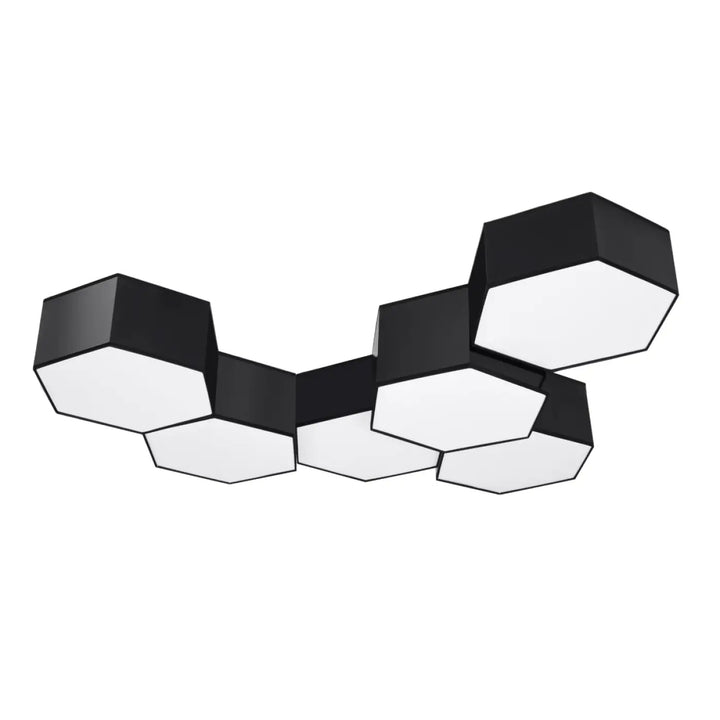 Luminaire plafonnier sunde 11 noir avec formes géométriques hexagonales en noir et blanc design moderne et élégant