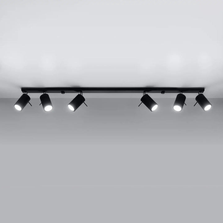 Luminaire plafonnier ring 6l noir avec cinq bras réglables pour créer une atmosphère intérieure moderne