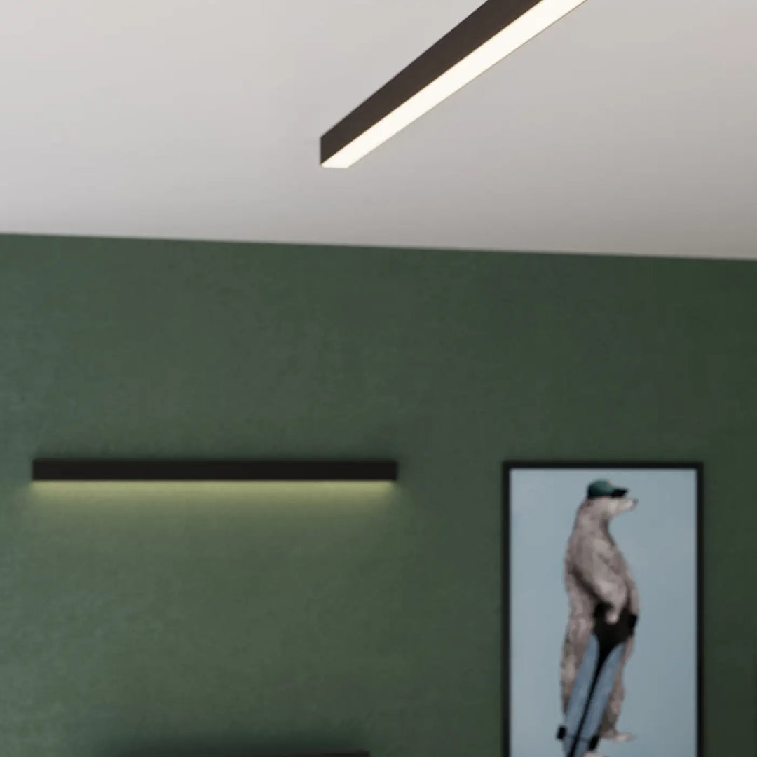 Luminaire plafonnier pinne 200 noir avec design minimaliste et paramètres d’éclairage idéal pour bureau à domicile