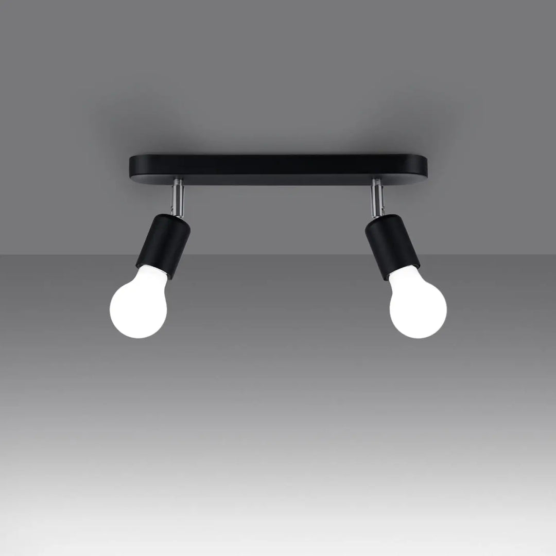 Luminaire plafonnier fornes 2 noir avec double spot ajustable et design moderne pour la gamme fornes et lampes murales