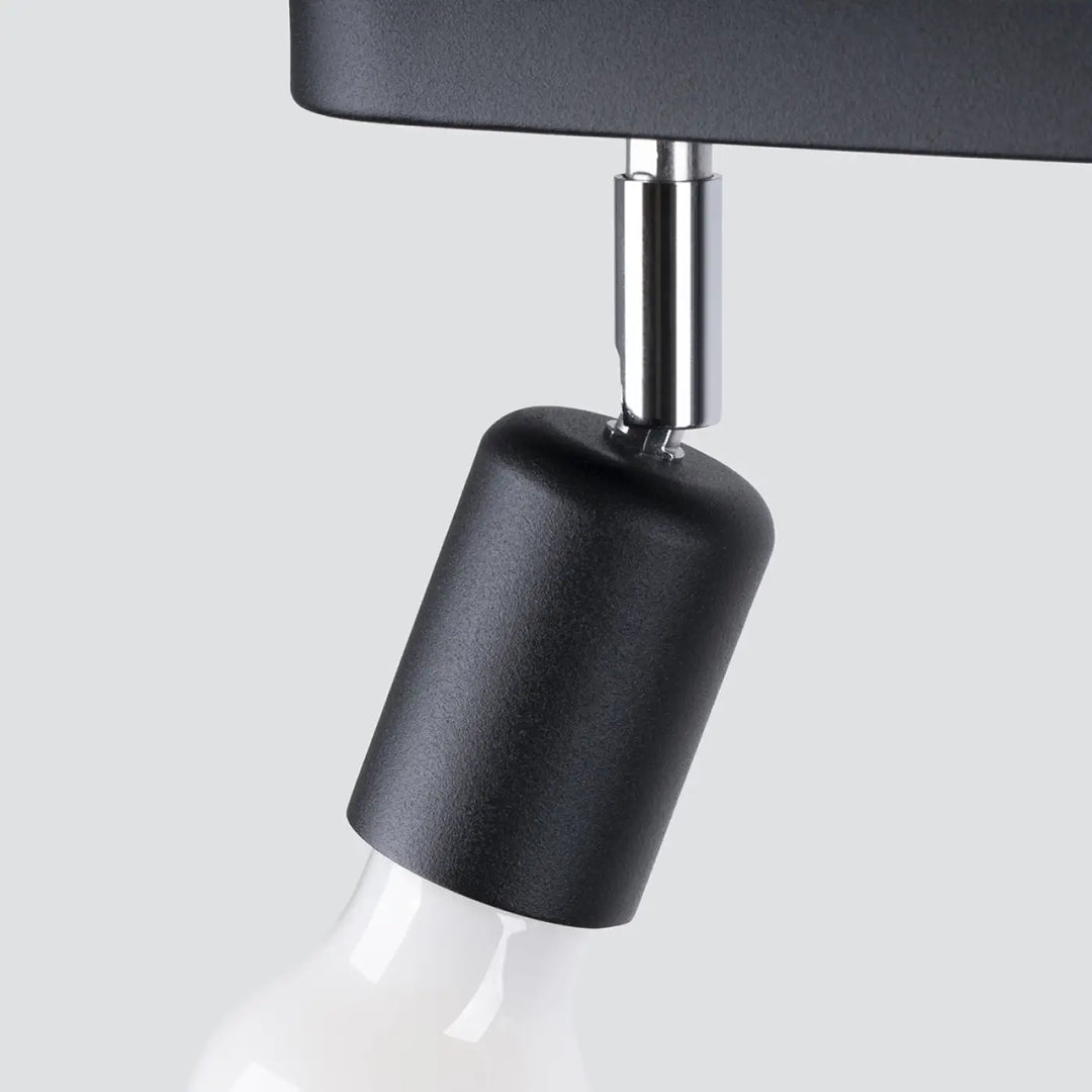 Plafonnier fornes 2 noir avec tête cylindrique mate noire et pied métal chromé gamme fornes lampes murales