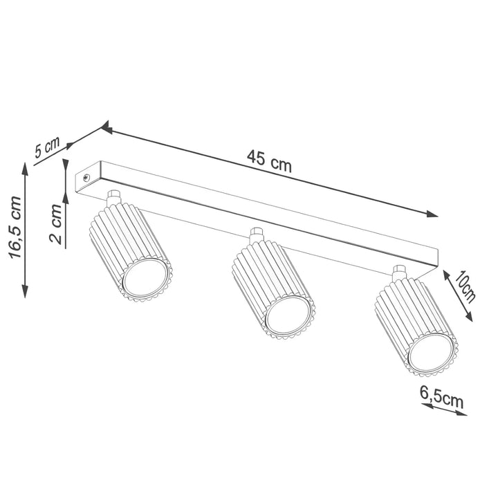Luminaire plafonnier karbon 3l noir avec lignes subtiles et ampoules gu10 interchangeables design moderne en métal