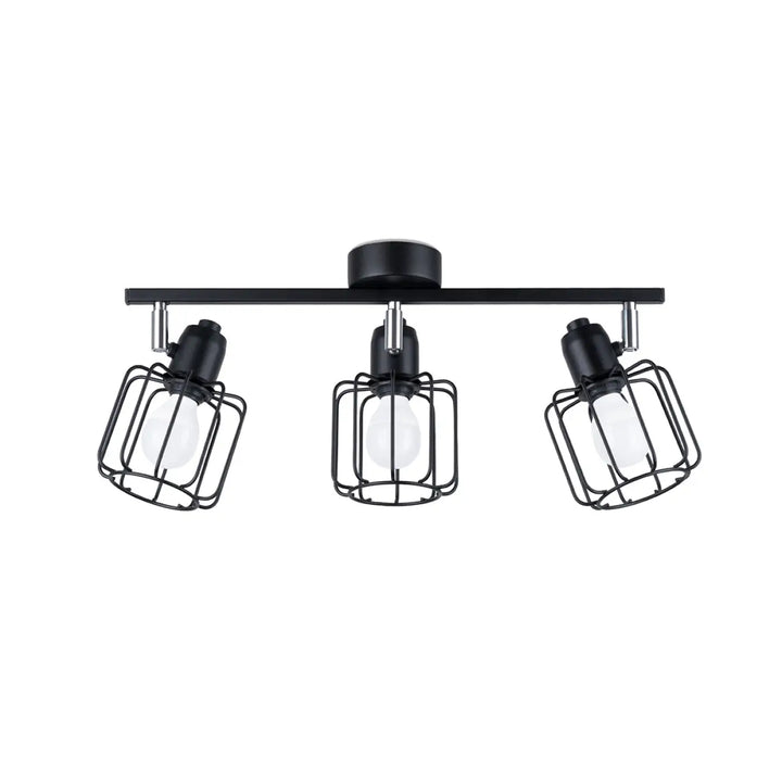 Luminaire plafonnier beluci 3 noir avec trois lampes cage ajustables style loft collection beluci appliques murales