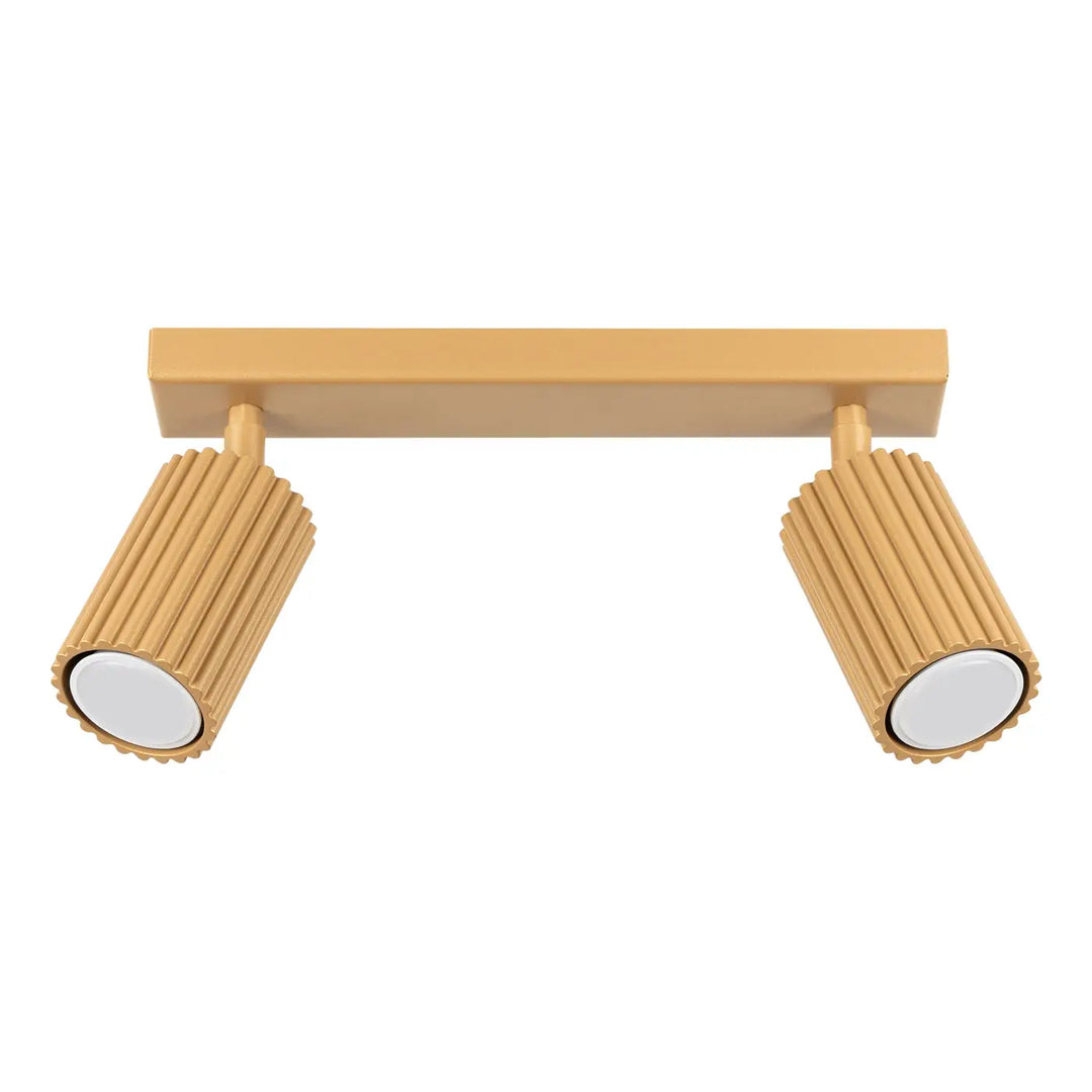 Luminaire plafonnier karbon 2 or avec double spot flûté et ampoules gu10 interchangeables design minimaliste