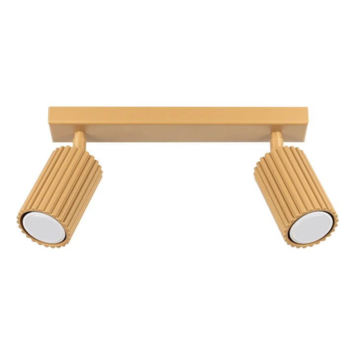 Luminaire plafonnier karbon 2 or avec double spot flûté et ampoules gu10 interchangeables design minimaliste