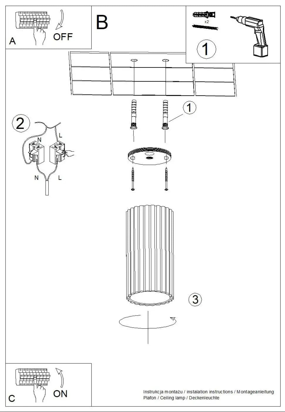 Le luminaire plafonnier ivar en métal avec abat-jour modernes rainurés offre un design expressif et confort d’utilisation