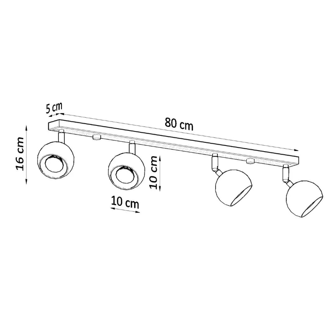 Plafonnier oculare 4l blanc avec quatre têtes sphériques réglables pour éclairez précisément avec un design original