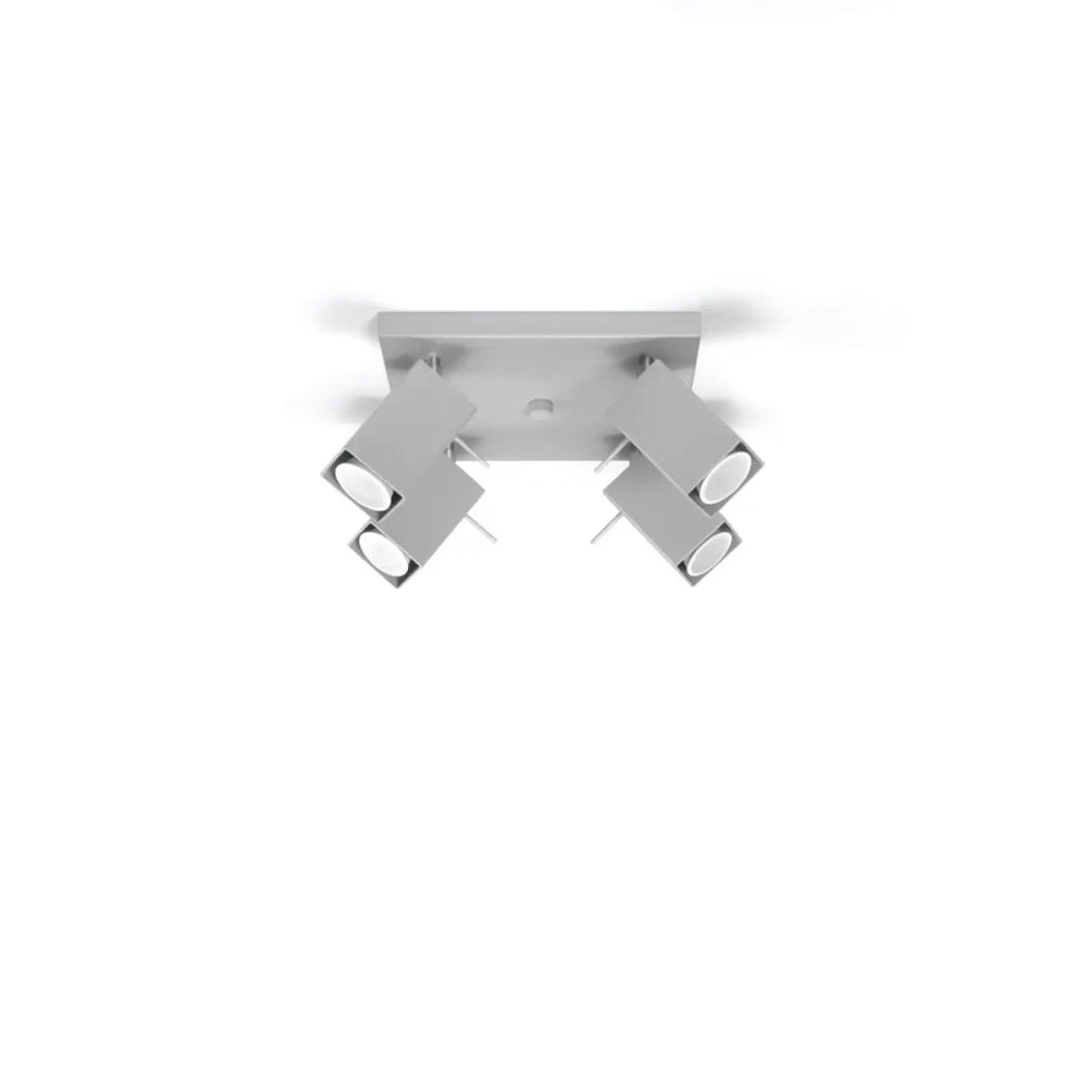 Plafonnier moderne merida gris en métal avec quatre spots merida orientables pour diriger précisément la lumière