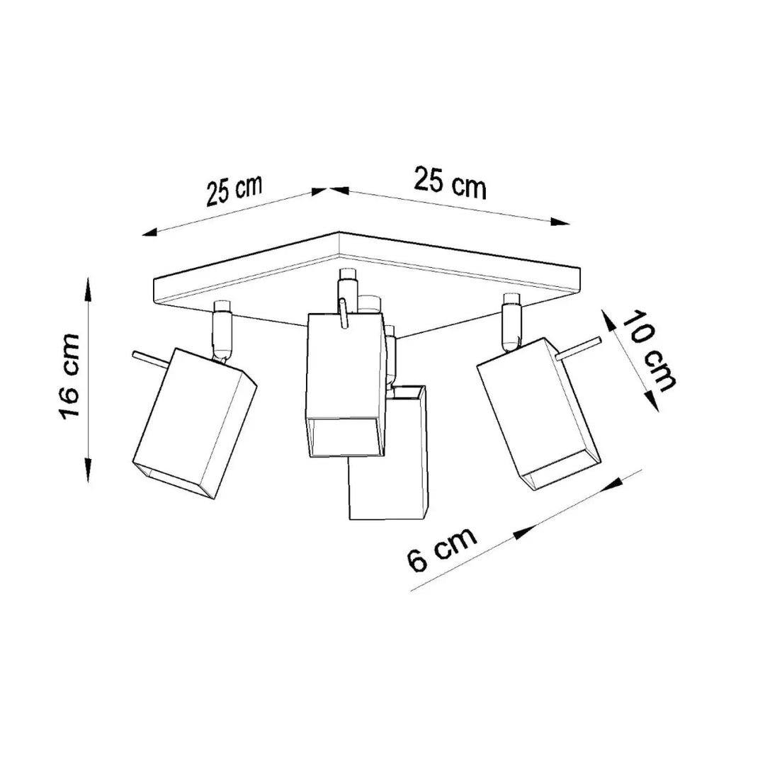 Luminaire plafonnier moderne merida 4 gris avec trois spots merida ajustables pour diriger précisément la lumière