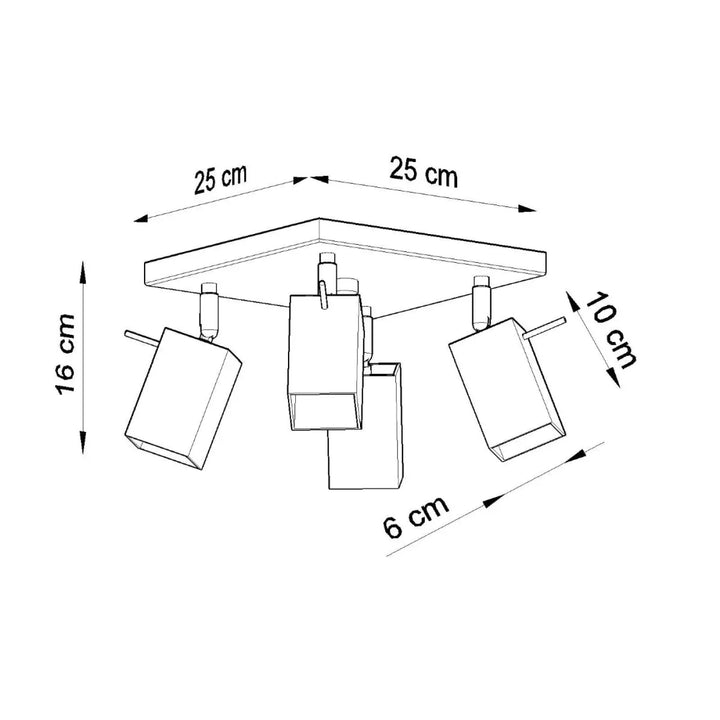Luminaire plafonnier moderne merida 4 gris avec trois spots merida ajustables pour diriger précisément la lumière