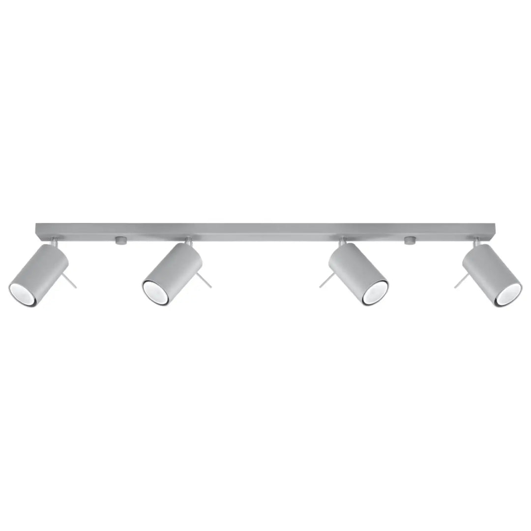 Luminaire plafonnier ring 4l gris en métal argenté avec quatre bras réglables pour une demi-obscurité chaleureuse