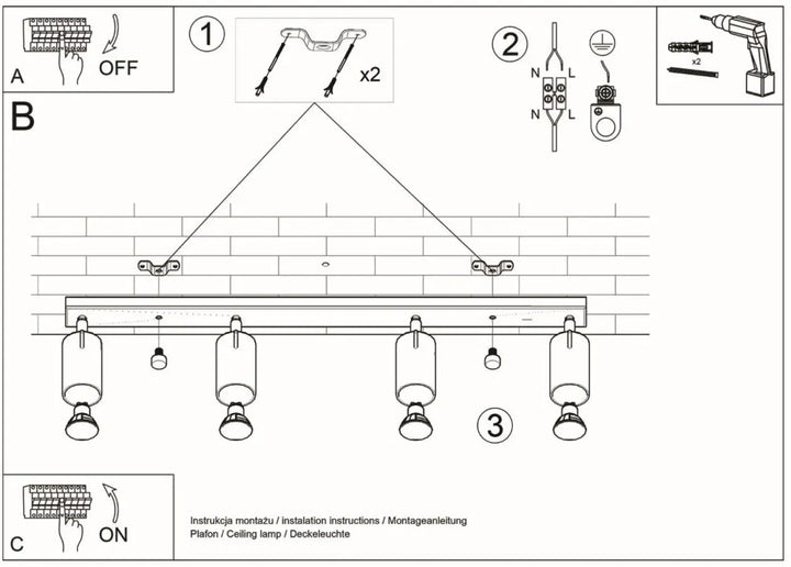 Luminaire plafonnier ring 4l noir avec cinq bras réglables et cylindres en verre dépoli pour une ambiance intérieure chaleureuse en demi-obscurité