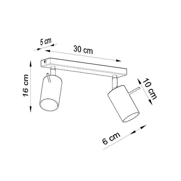 Luminaire plafonnier ring 2 blanc avec double spot cylindrique métalique que vous pouvez installer facilement