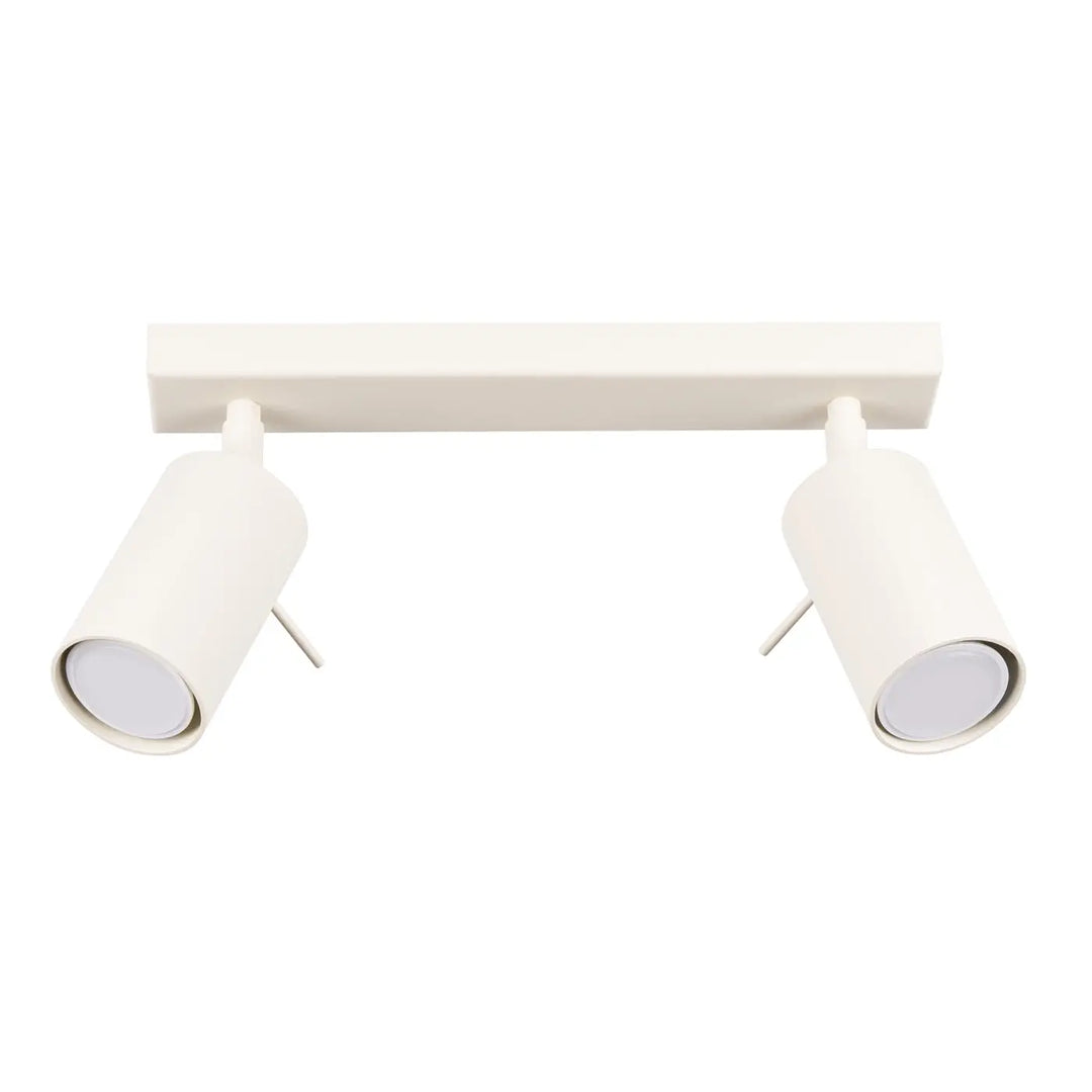 Luminaire plafonnier ring 2 beige avec double spot cylindrique blanc mat pour éclairage flexible et minimalisme moderne